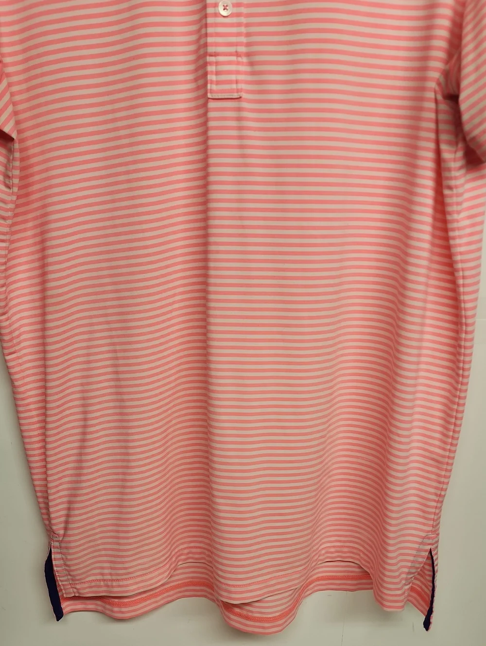 Ralph Lauren RLX Coral Pink & White Striped Polo GOLF Size L Trendy& Comfortable